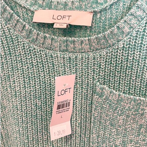 NWT Loft Mint Ribbed Pocket Sweater Knit Tank Top LARGE - Picture 2 of 9